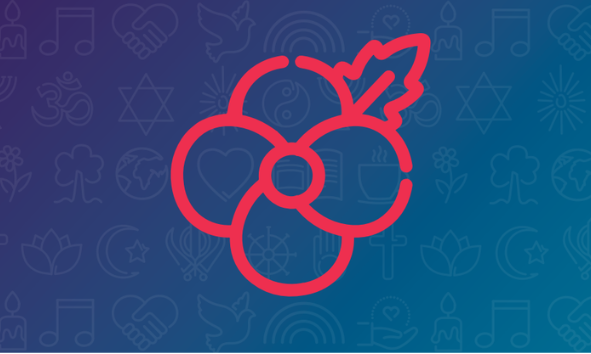 Red poppy outline on gradient chaplaincy icon background